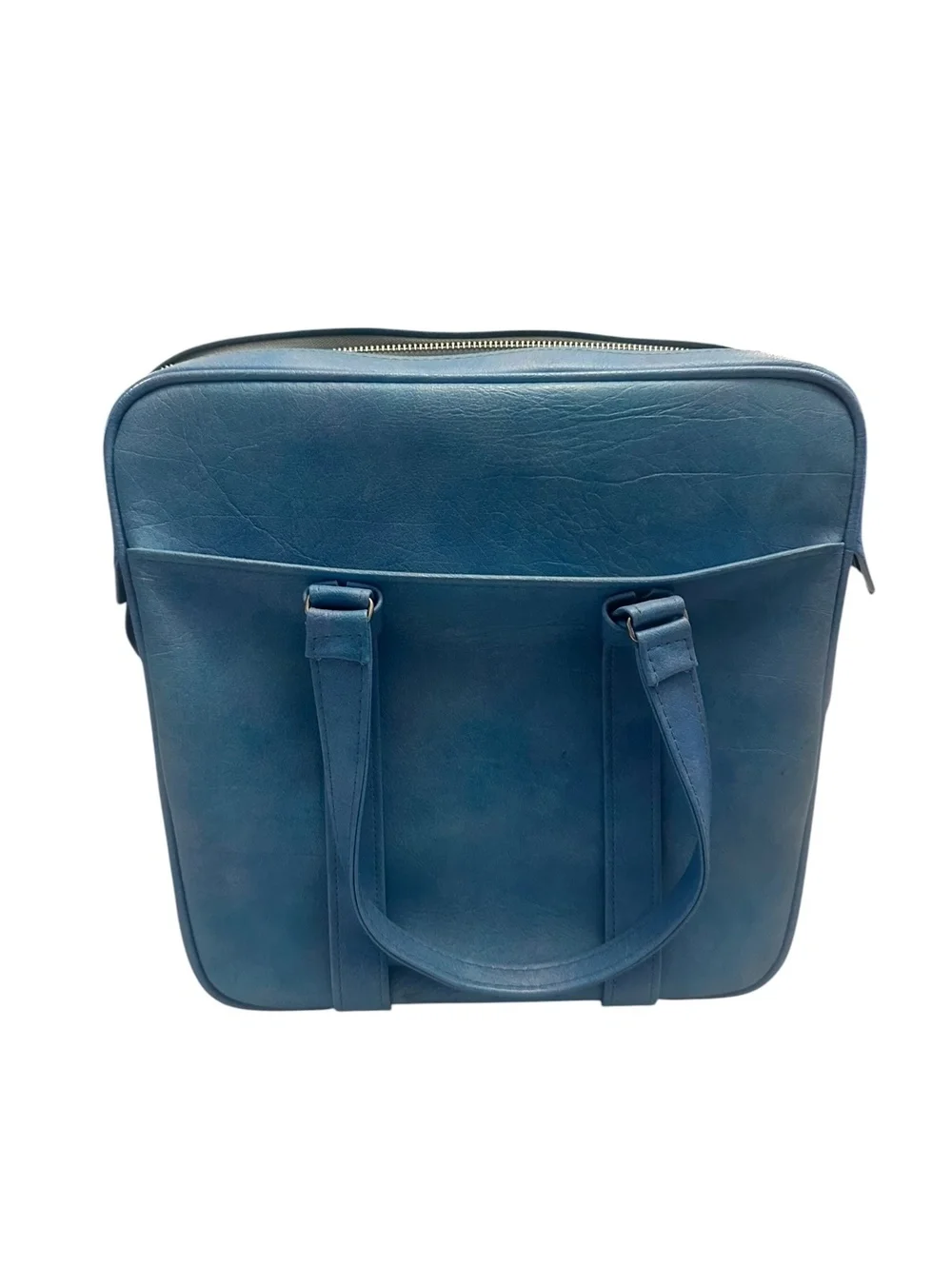 Vintage Samsonite Silhouette Blue Train Case Travel Tote Carry-On Overnight Bag